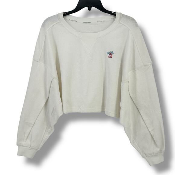 Copied - Magnlens Terry Cropped Dolman Sweatshirt Womens Size XS 160 - Picture 1 of 6